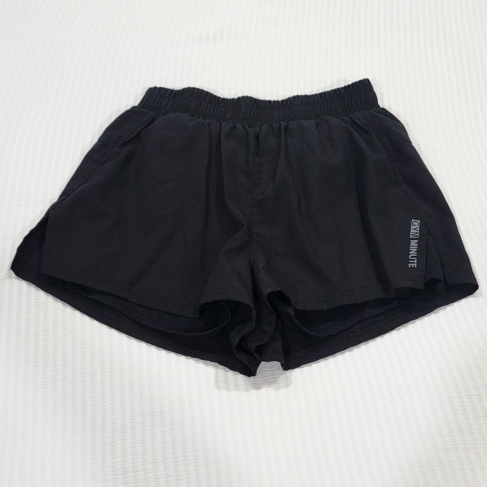 Gym Minute Womens Black Double Layer Athletic Running Shorts Size Small S 4
